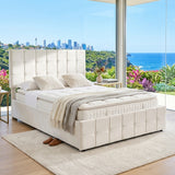 Audreamy Opal Ottoman Bed Beige Velvet Double