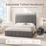 Audreamy Opal Ottoman Bed Grey Velvet Double