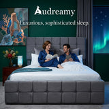 Audreamy Opal Ottoman Bed Grey Velvet Double