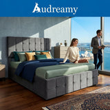 Audreamy Opal Ottoman Bed Grey Velvet Double