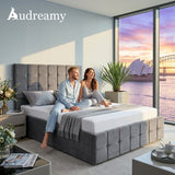 Audreamy Opal Ottoman Bed Grey Velvet Double