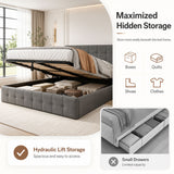 Audreamy Opal Ottoman Bed Grey Velvet Double