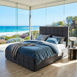 Audreamy Opal Ottoman Bed Grey Velvet Double