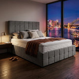 Audreamy Opal Ottoman Bed Grey Velvet Double