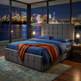 Audreamy Opal Ottoman Bed Grey Velvet Double