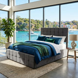 Audreamy Opal Ottoman Bed Grey Velvet Double