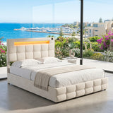 Audreamy Soren Ottoman Bed Beige Velvet Double