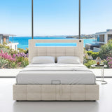 Audreamy Soren Ottoman Bed Beige Velvet Double
