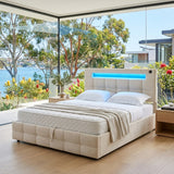 Audreamy Soren Ottoman Bed Beige Velvet Double