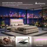 Audreamy Soren Ottoman Bed Beige Velvet Double