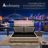 Audreamy Soren Ottoman Bed Beige Velvet Double