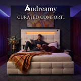 Audreamy Soren Ottoman Bed Beige Velvet Double
