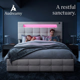 Audreamy Soren Ottoman Bed Beige Velvet Double