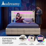 Audreamy Soren Ottoman Bed Beige Velvet Double