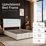 Audreamy Soren Ottoman Bed Beige Velvet Double