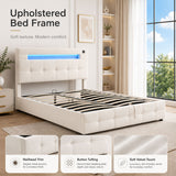 Audreamy Soren Ottoman Bed Beige Velvet Double