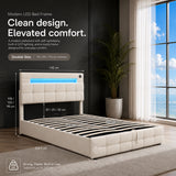 Audreamy Soren Ottoman Bed Beige Velvet Double