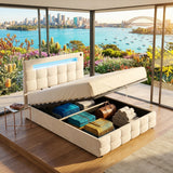 Audreamy Soren Ottoman Bed Beige Velvet Double
