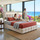 Audreamy Soren Ottoman Bed Beige Velvet Double