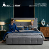 Audreamy Soren Ottoman Bed Grey Velvet Double