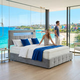 Audreamy Soren Ottoman Bed Grey Velvet Double