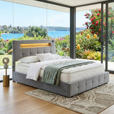 Audreamy Soren Ottoman Bed Grey Velvet Double