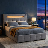 Audreamy Soren Ottoman Bed Grey Velvet Double