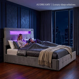 Audreamy Soren Ottoman Bed Grey Velvet Double