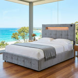 Audreamy Soren Ottoman Bed Grey Velvet Double