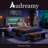 Audreamy Soren Ottoman Bed Grey Velvet Double