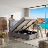 Audreamy Soren Ottoman Bed Grey Velvet Double
