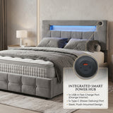 Audreamy Soren Ottoman Bed Grey Velvet Double