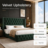 Audreamy Verona Ottoman Bed Green Velvet Double