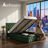 Audreamy Verona Ottoman Bed Green Velvet Double