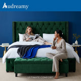 Audreamy Verona Ottoman Bed Green Velvet Double