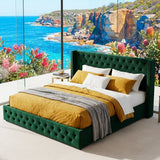 Audreamy Verona Ottoman Bed Green Velvet Double