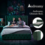 Audreamy Verona Ottoman Bed Green Velvet Double