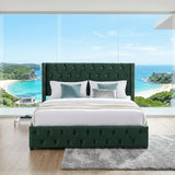 Audreamy Verona Ottoman Bed Green Velvet Double