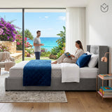 Audreamy Verona Ottoman Bed Grey Velvet King Size