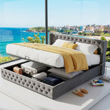 Audreamy Verona Ottoman Bed Grey Velvet King Size
