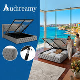 Audreamy Verona Ottoman Bed Grey Velvet King Size