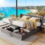 Audreamy Verona Ottoman Bed Grey Velvet King Size