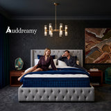 Audreamy Verona Ottoman Bed Grey Velvet King Size