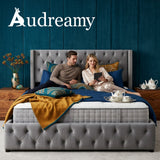 Audreamy Verona Ottoman Bed Grey Velvet King Size