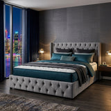 Audreamy Verona Ottoman Bed Grey Velvet King Size