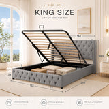 Audreamy Verona Ottoman Bed Grey Velvet King Size