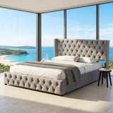 Audreamy Verona Ottoman Bed Grey Velvet King Size