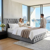 Audreamy Verona Ottoman Bed Grey Velvet King Size