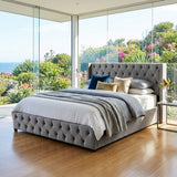 Audreamy Verona Ottoman Bed Grey Velvet King Size