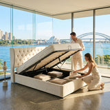 Audreamy Veronana Ottoman Storage Bed Beige Velvet Double